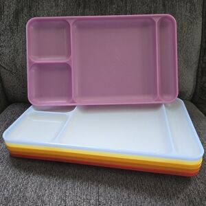 Tupperware Divided Dining Trays Rainbow Lot Of 6